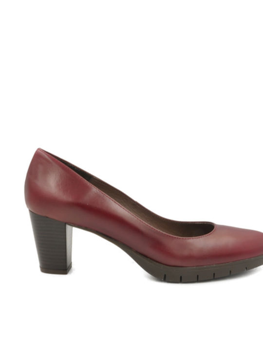 Leather Burgundy Medium Heels