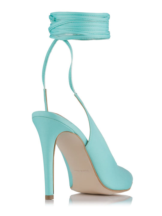 Leather Pointed Toe Light Blue Heels