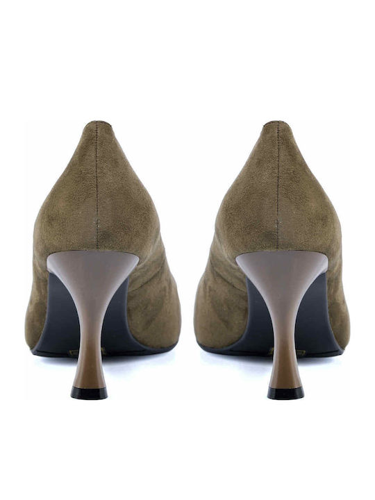 Suede Khaki Heels