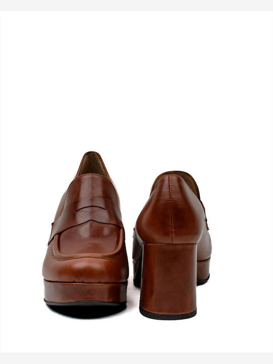 Leather Tabac Brown Heels