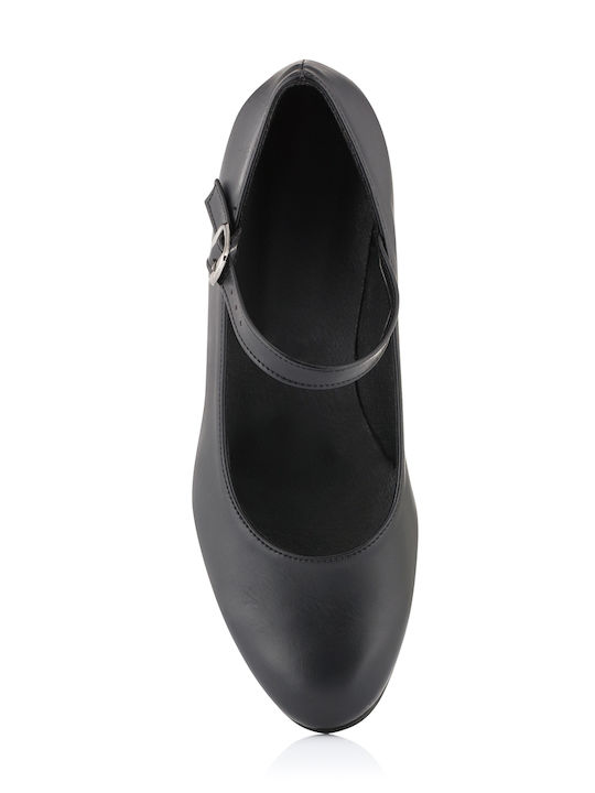 Pointed Toe Black Heels with Strap