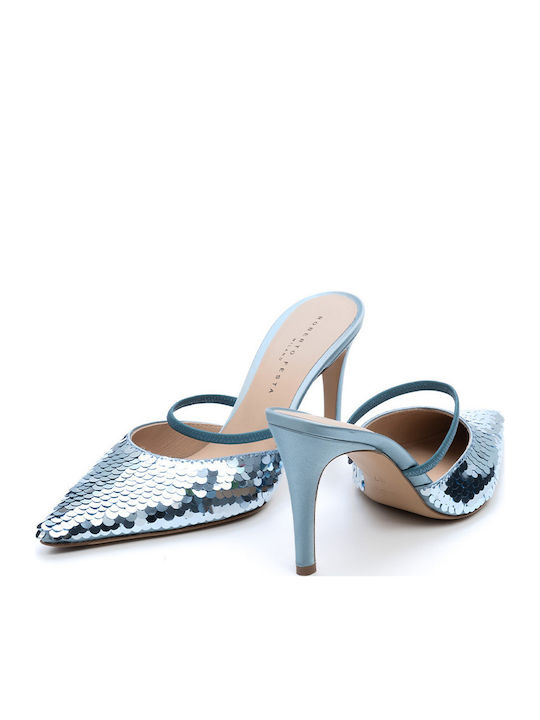 Leather Light Blue High Heels