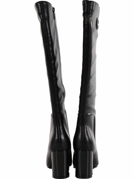 Patent Leather Medium Heel Women's Boots Black
