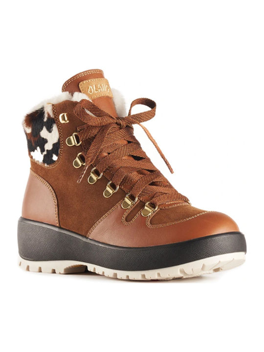 Leather Snow Boots with Laces Wintherm Btx 85 Cuoio Brown