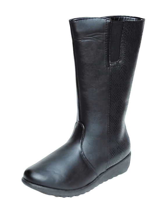 Women's Boots with Rubber / Zipper & Fur  Black