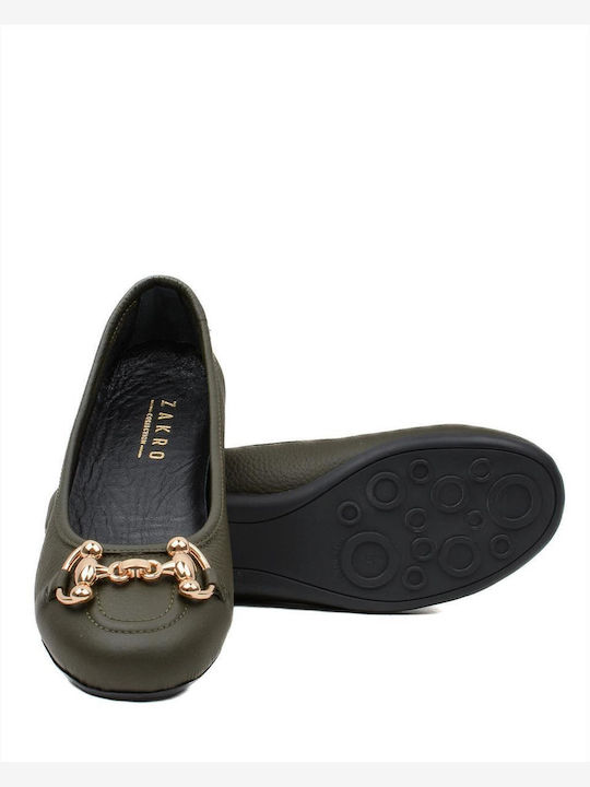 Leather Ballerinas Khaki