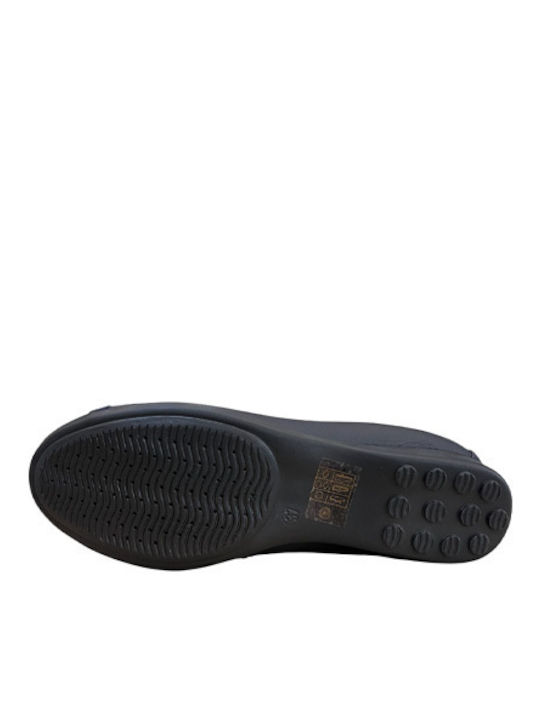 Leather Ballerinas Navy Blue