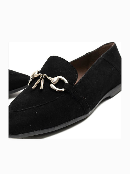 Leather Women's Loafers in Black Color
