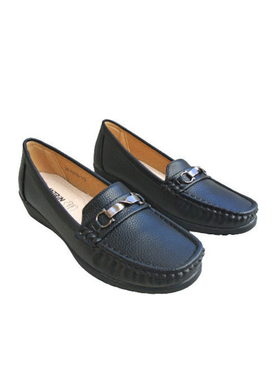 Leather Women's Moccasins in Black Color