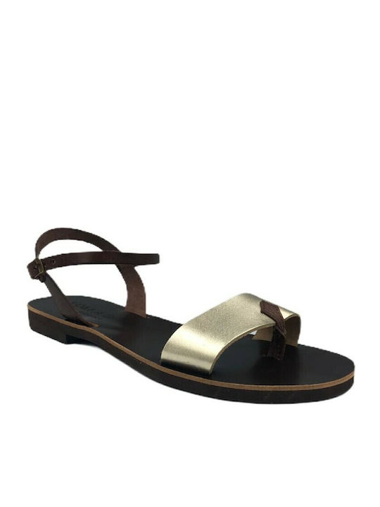 Women's Flat Sandals in Gold Color