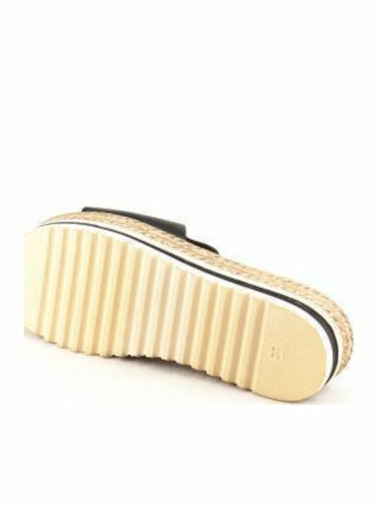 Leather Women's Flat Sandals in Black Color