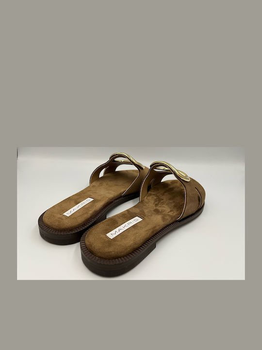 Sandals K2 Leather Women's Flat Sandals in Brown Color
