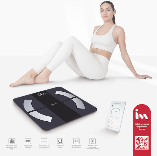 AMILA Smart Fitbody 2 Smart Bathroom Scale with Body Fat Counter & Bluetooth Black