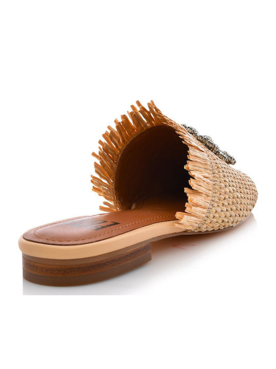 Flat Mules in Beige Color