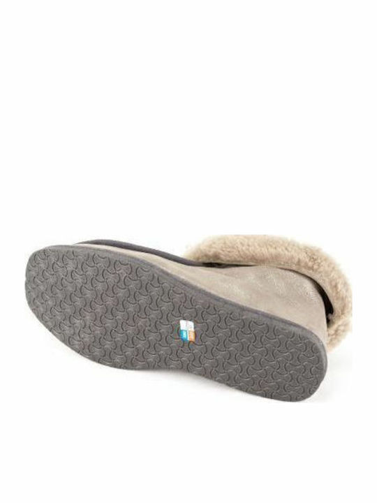 Closed Leather Women's Slippers Gray