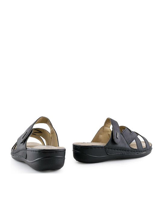 Anatomic Women's Leather Platform Wedge Sandals Black