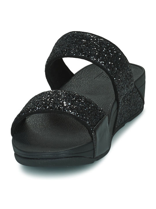 Lulu Women's Leather Platform Wedge Sandals Black