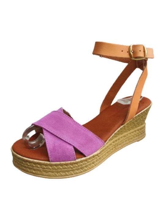 Anatomic Women's Leather Ankle Strap Platforms Purple