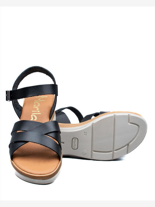 Women's Leather Platform Shoes Black