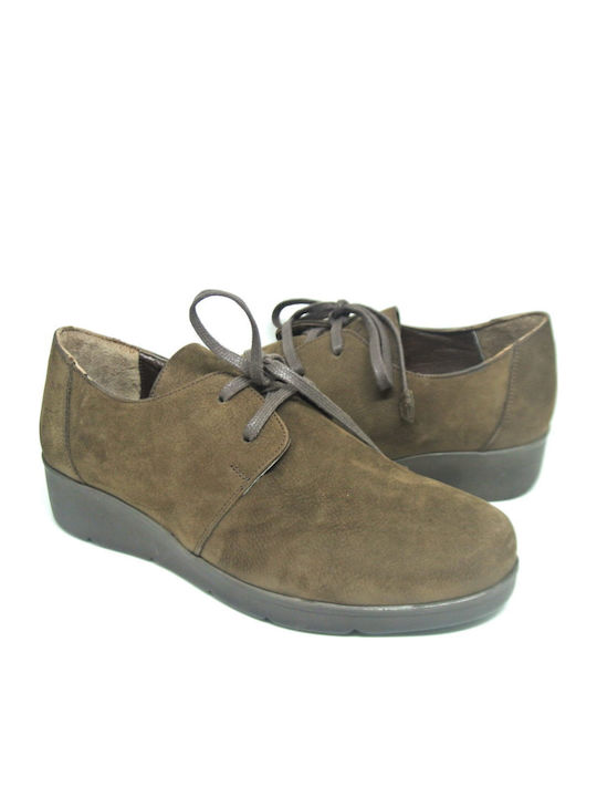Δερμάτινα Γυναικεία Oxfords σε Καφέ Χρώμα