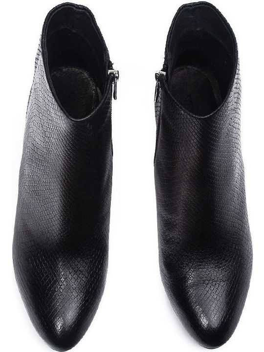 Leder Stiefeletten Damen Schwarz