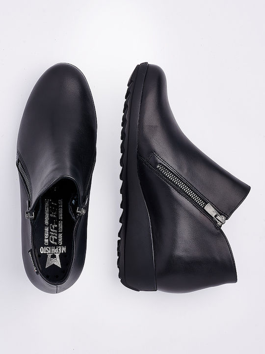 Leder Stiefeletten Damen Schwarz
