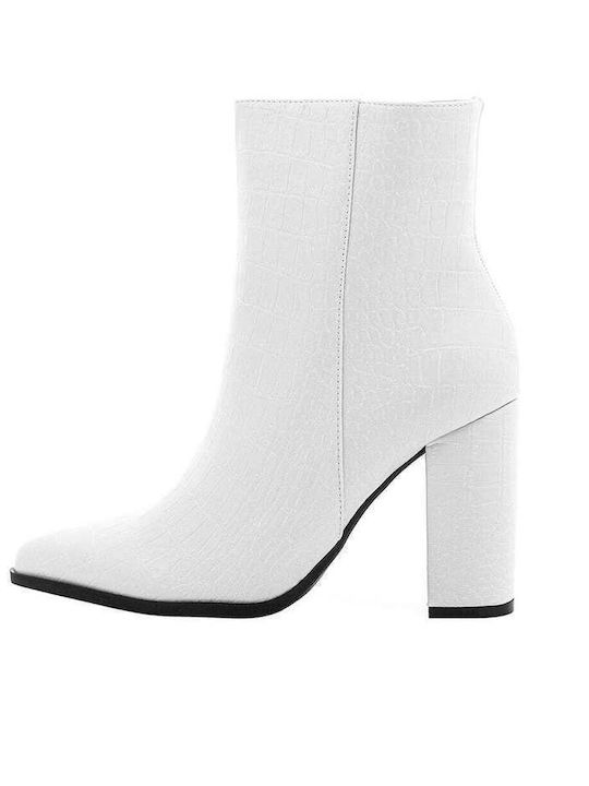 Women's Ankle Boots with High Heel White
