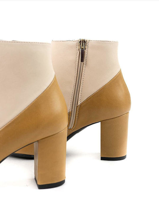 Leder Stiefeletten Damen Beige