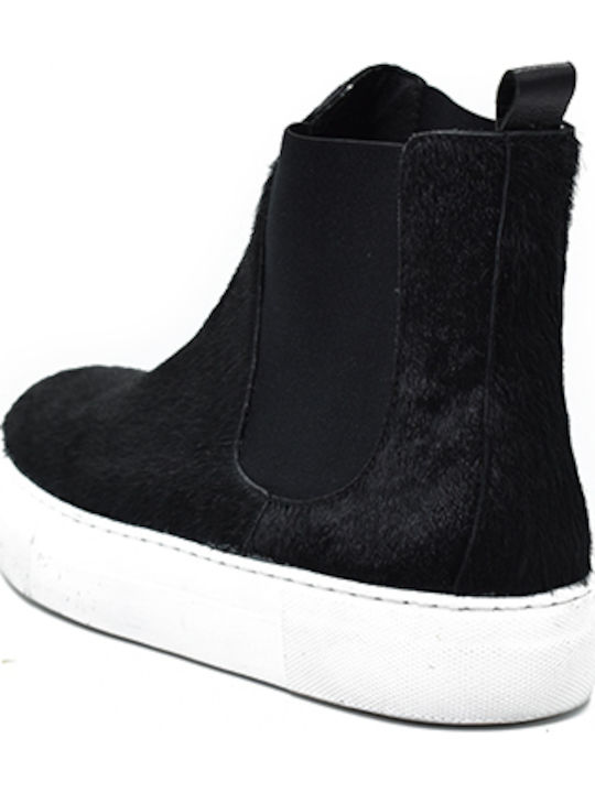 Leder Damen Stiefeletten Schwarz