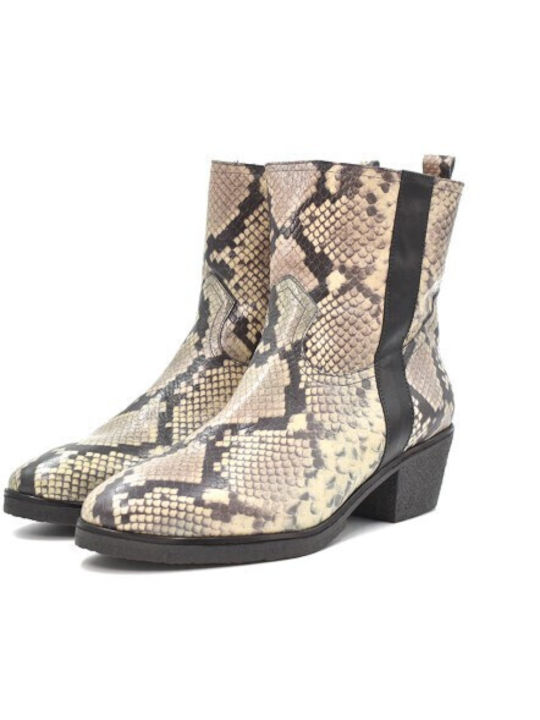 Leder Damen Stiefeletten Cowboy Mehrfarbig
