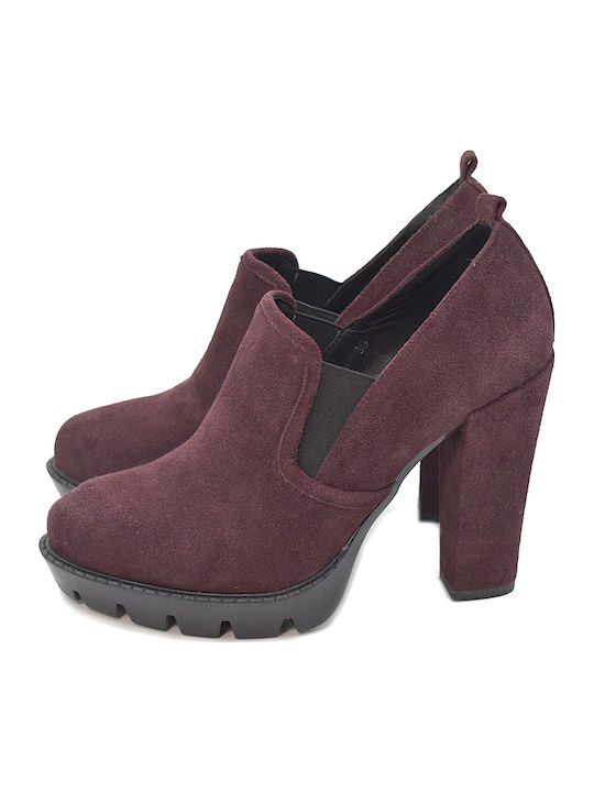 Wildleder Damen Chelsea Stiefeletten Lila