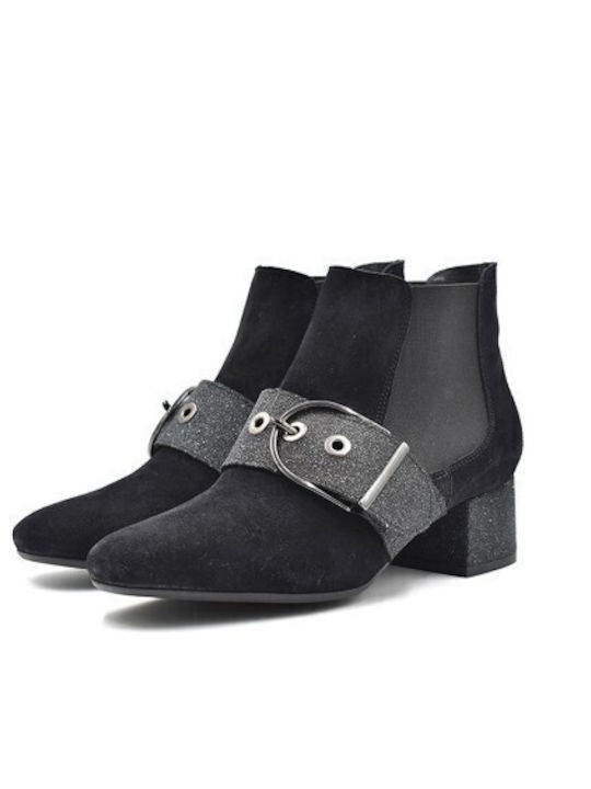 Wildleder Damen Chelsea Stiefeletten Schwarz