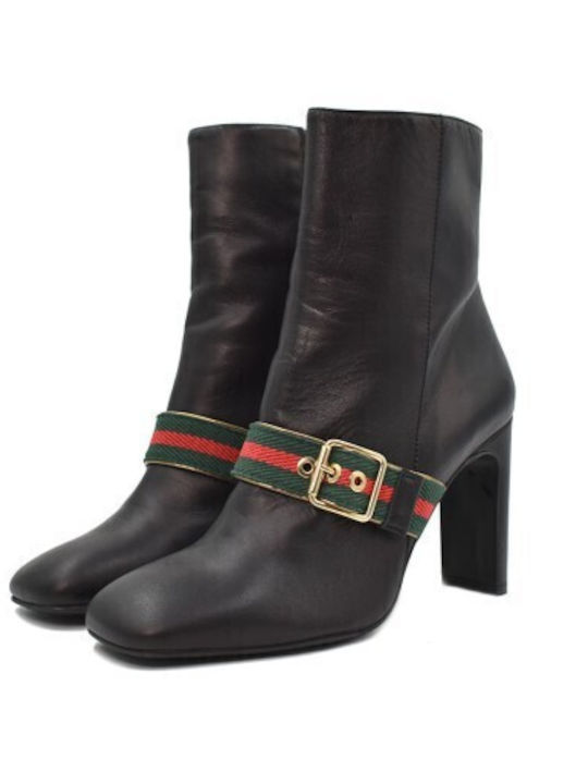 Leder Stiefeletten Damen Schwarz