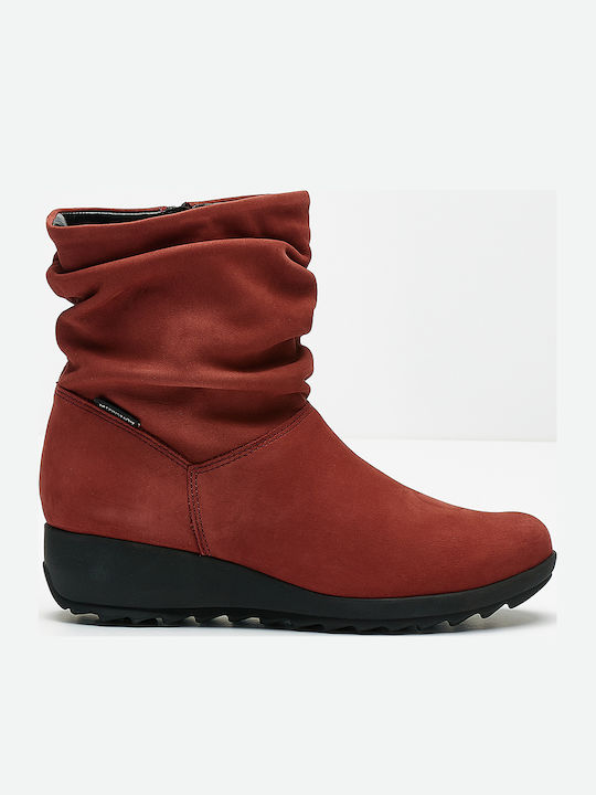 Leder Stiefeletten Damen Rot