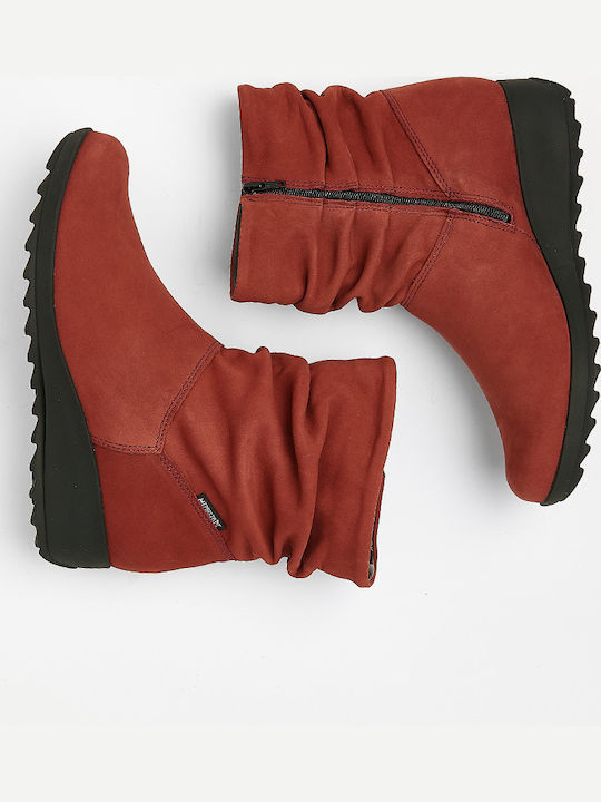 Leder Stiefeletten Damen Rot