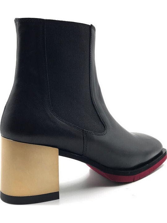 Leder Damen Chelsea Stiefeletten Schwarz