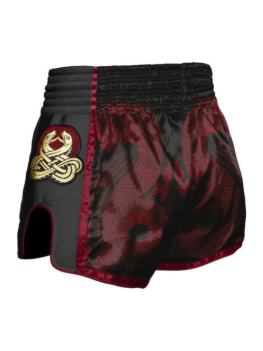 Боксерки Muay Thai 8 Weapons Sak Yant Naga Черно Червено
