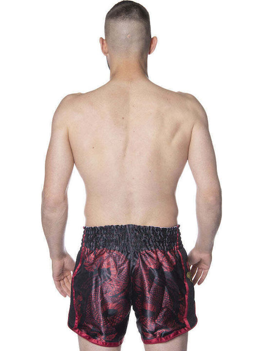 Muay Thai 8 Weapons Sak Yant Naga Black Red Boxing Shorts