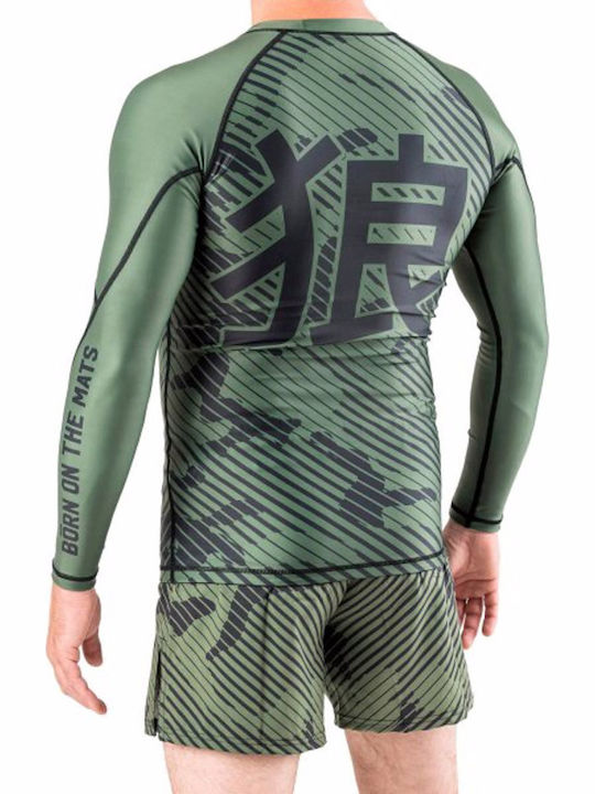 Okami Long Sleeve Shirt ORS118 for Jiu-Jitsu Green