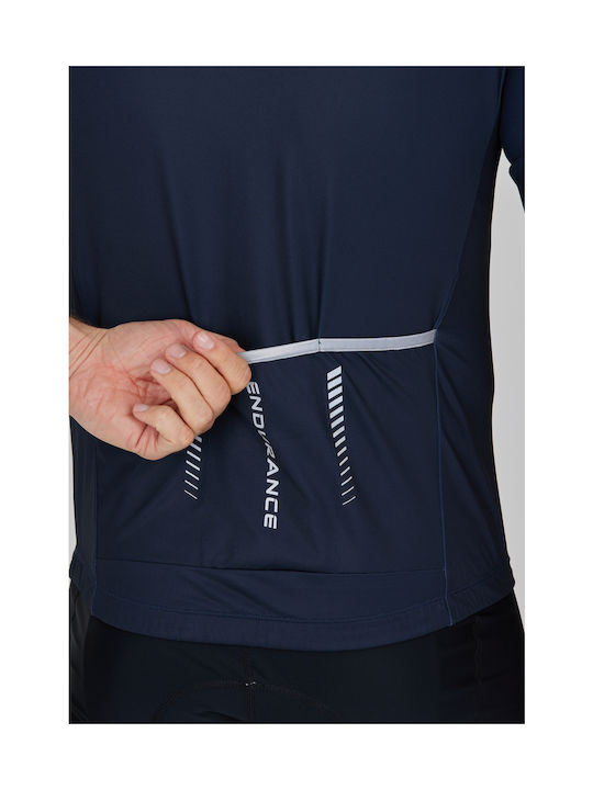 Endurance Bărbați Mâneci scurte Tricou de ciclism Albastru