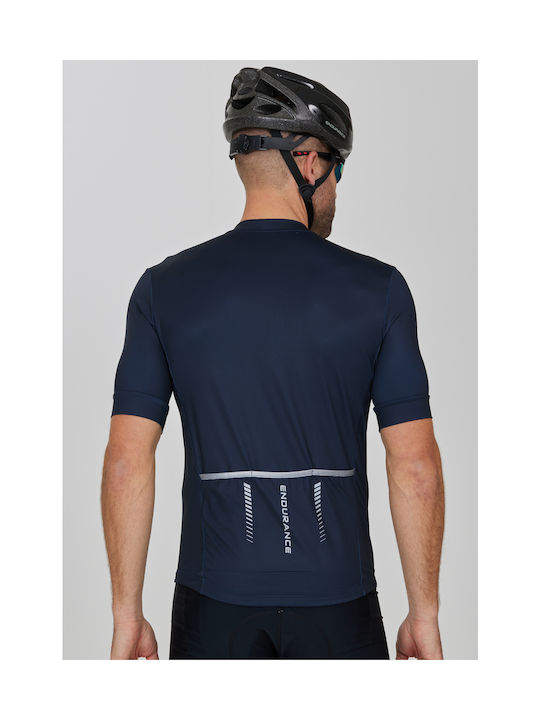 Endurance Bărbați Mâneci scurte Tricou de ciclism Albastru