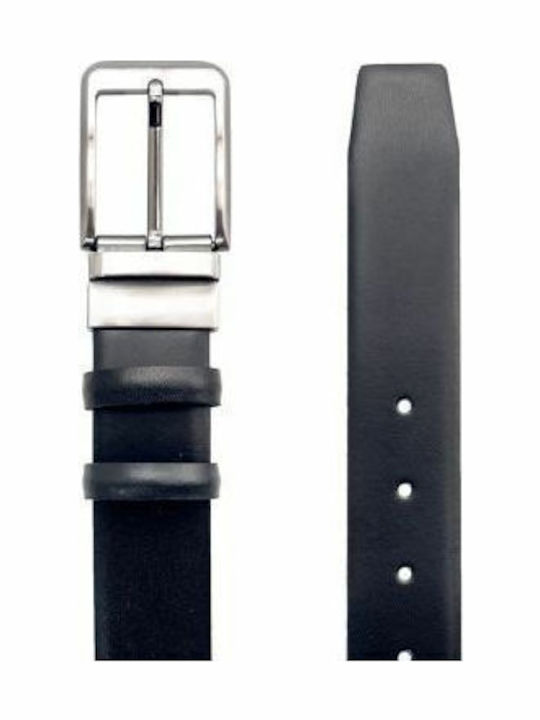 Men's Belt Leather Double Sided Navy Blue