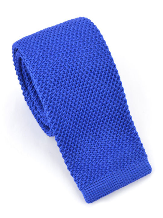 Eros Men's Tie Synthetic Knitted Monochrome in Blue Color
