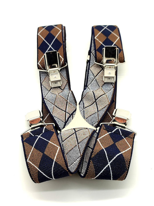 Suspenders Checked Blue Orange White Details 3.5cm TR26