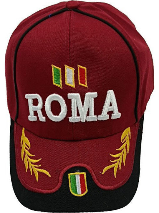 Luciano Faketti Jockey Cap Embroidery Adjustable One Size Cotton Burgundy