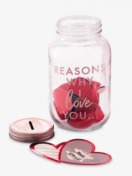 Стъклена Ваза Foil Сърца Reasons Why I Love You 9x18см Gingerray