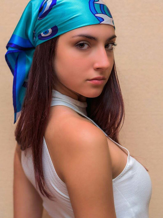 Kalfas Luxury Silk Handmade Scarf Danelis Design – Women's Silk Scarf Light Blue