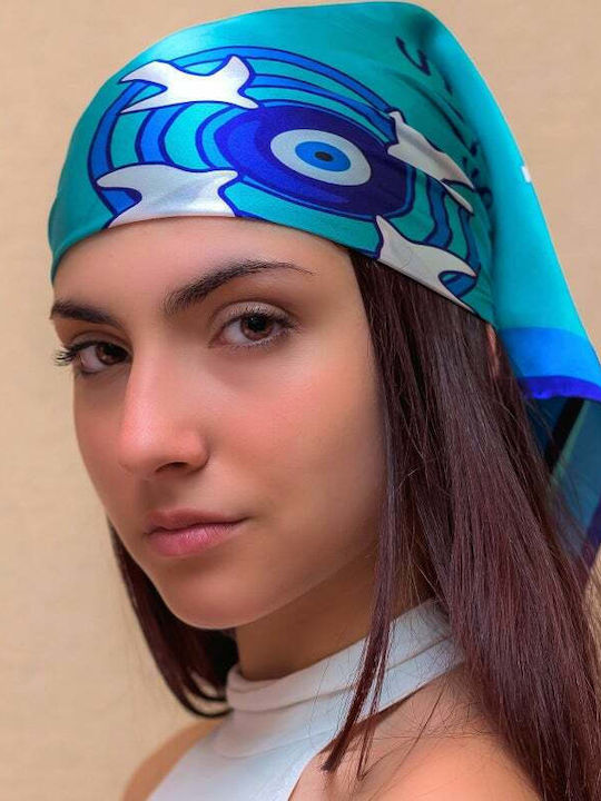Kalfas Luxury Silk Handmade Scarf Danelis Design – Women's Silk Scarf Light Blue