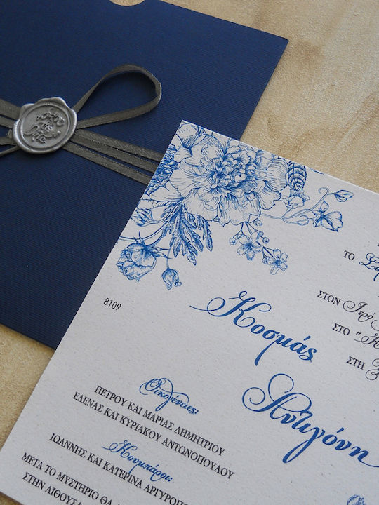 Wedding Invitation Blue Cloves Aaf8109
