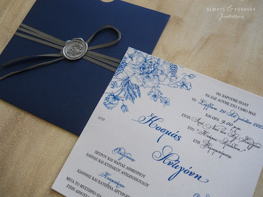 Invitație De Nuntă Blue Cloves Aaf8109